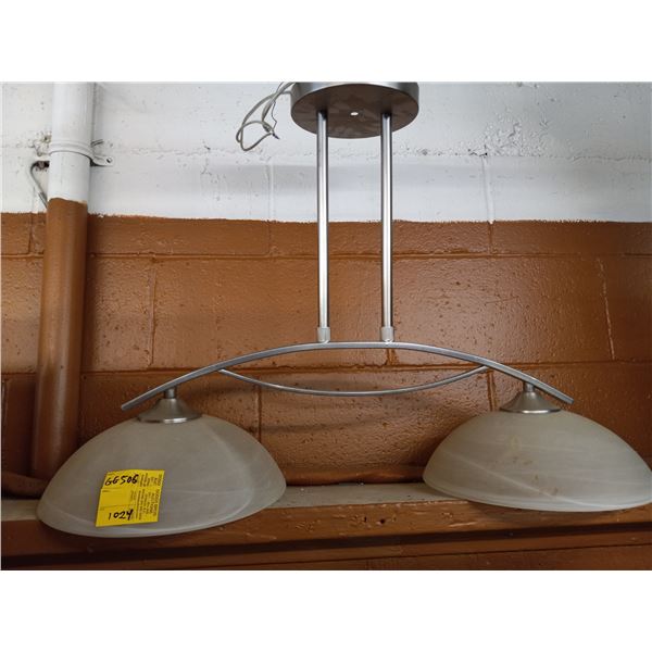 TWO LIGHT METAL AND GLASS LIGHT FIXTURE