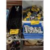 Image 1 : 3 BINS OF MISC WIRE NUTS AND A BIN OF LONG BLACK SCREWS