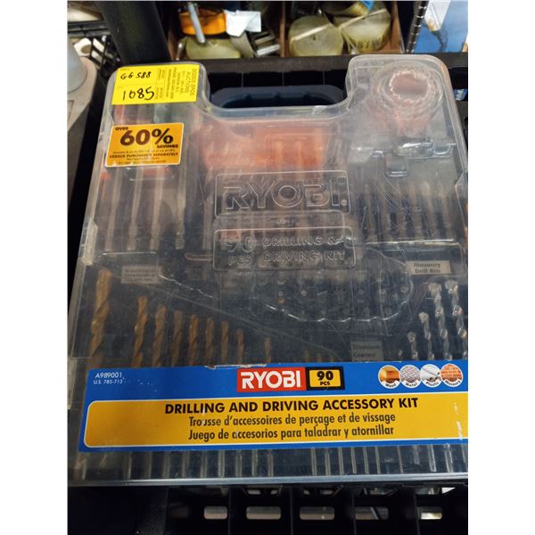 NEW RYOBI 90 PCE DRILLING AND DRIVING KIT