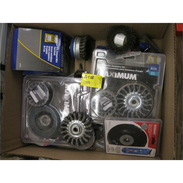 BOX OF NEW ANGLE GRINDER ACCESSORIES