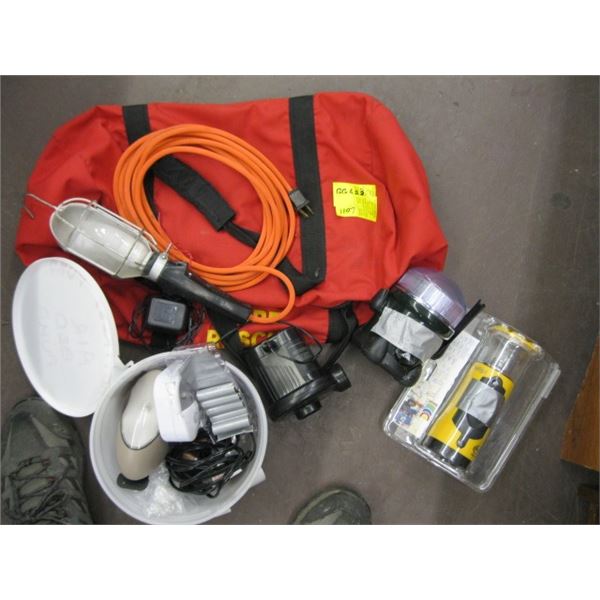 RED BAG WITH FLASH LIGHT, AIR PUMP ETC