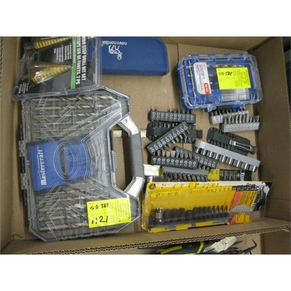 FLAT OF MISC DRILL BIT SETS AND SCREW DRIVER SET