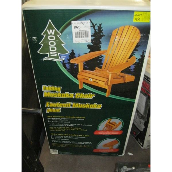 NEW WOODS FOLDING MUSKOKA CHAIR IN BOX