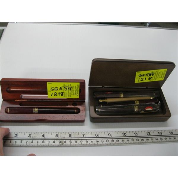 2 WOODEN PEN SETS