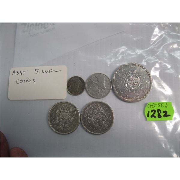 BAG OF ASST. CANADIAN SILVER COINS