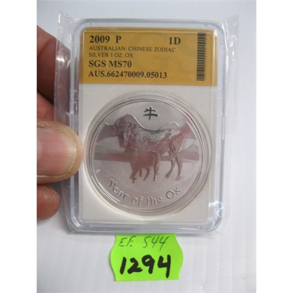 20090 AUSTRALIAN & CHINESE ZODIAK SILVER 1 OZ. COIN