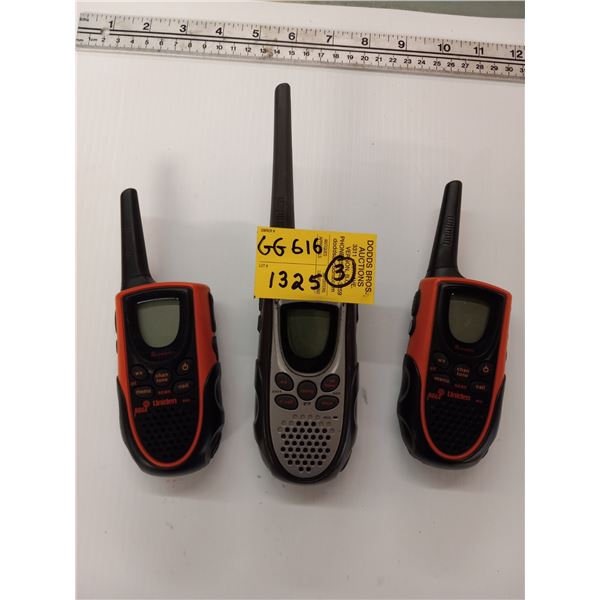 3 HANDHELD RADIOS, NO CHARGERS