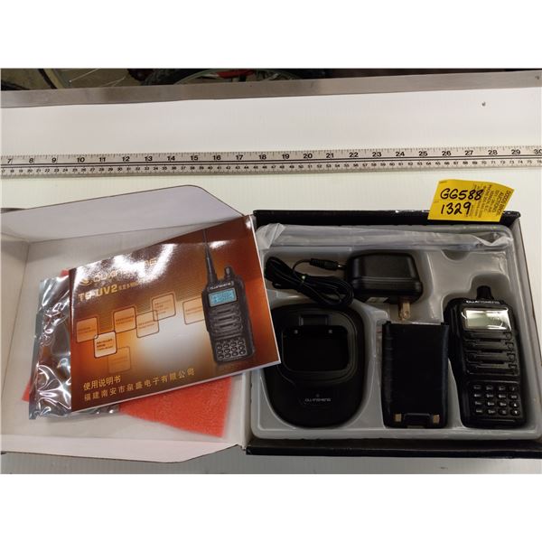 QUANSHENG PROFESSIONAL FM TRANSCEIVER MODEL TG-UV2, IN BOX, WITH BATTERY