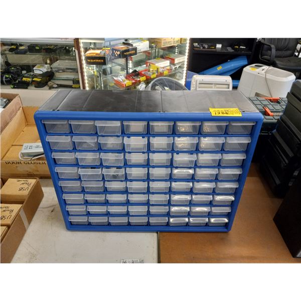 POWERFIST DRAWER & BIN PARTS STORAGE SYSTEM W/MISC. CONTENTS