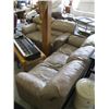 Image 1 : BEIGE LEATHER COUCH & LOVESEAT, HAS HOLE