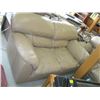 Image 3 : BEIGE LEATHER COUCH & LOVESEAT, HAS HOLE