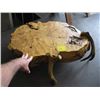 Image 1 : DECORATIVE CARVED BURL SMALL TABLE W/ANTLER FEET