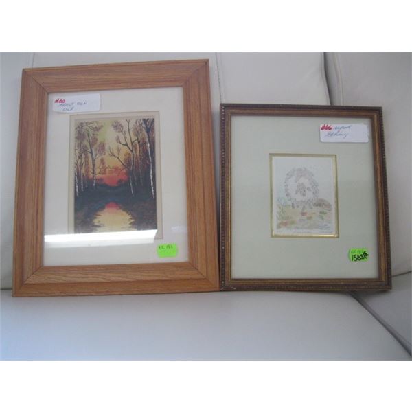 2 SIGNED PICTURES, 1 OIL & 1 ETCHING