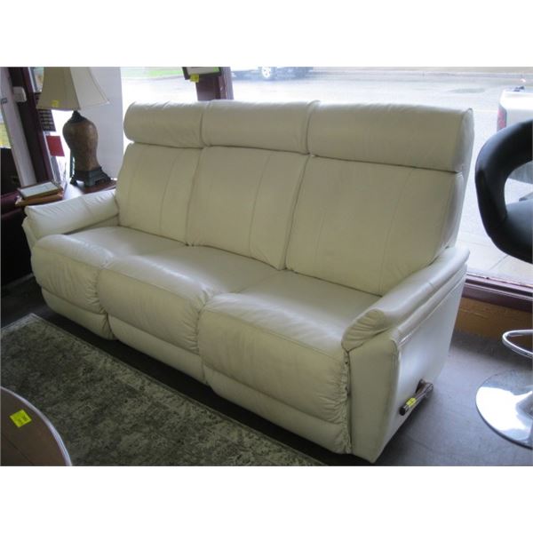 LAZYBOY WHITE LEATHER RECLINER SOFA