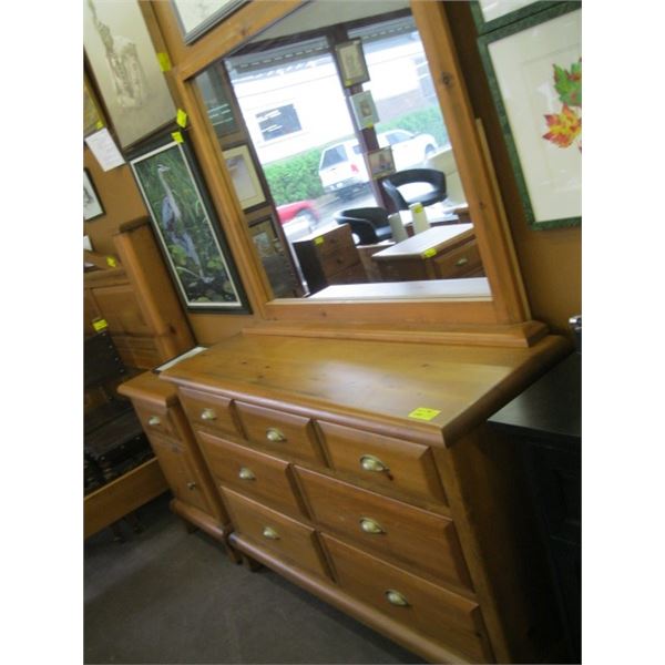 7 DRAWER PINE DRESSER WITH MIRROR