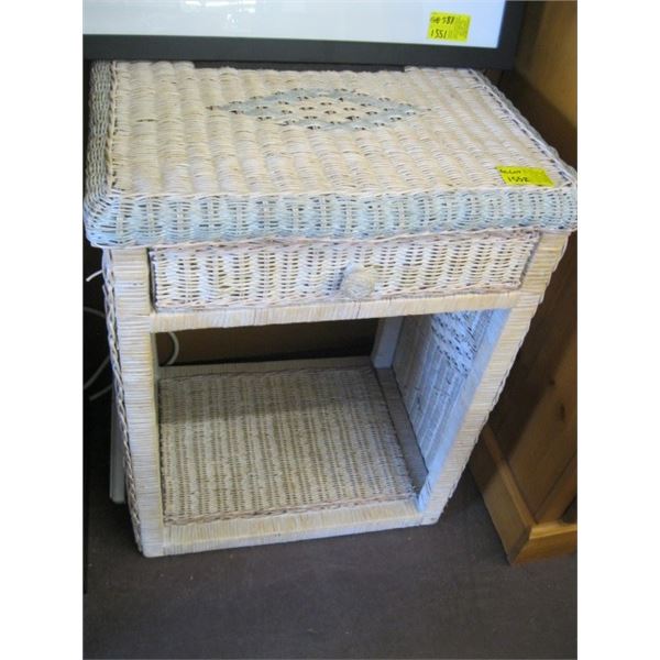 WICKER LOOK END TABLE WITH SINGLE DRAWER