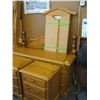 Image 1 : PINE BEDROOM SUITE, QUEENSIZE FRAME, DRESSER W/MIRROR & 2 NIGHTSTANDS