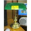 Image 1 : BRASS DESK LAMP WITH GREEN SHADE