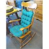 Image 1 : WOOD ROCKING CHAIR WITH GREEN CUSHION