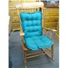 Image 2 : WOOD ROCKING CHAIR WITH GREEN CUSHION