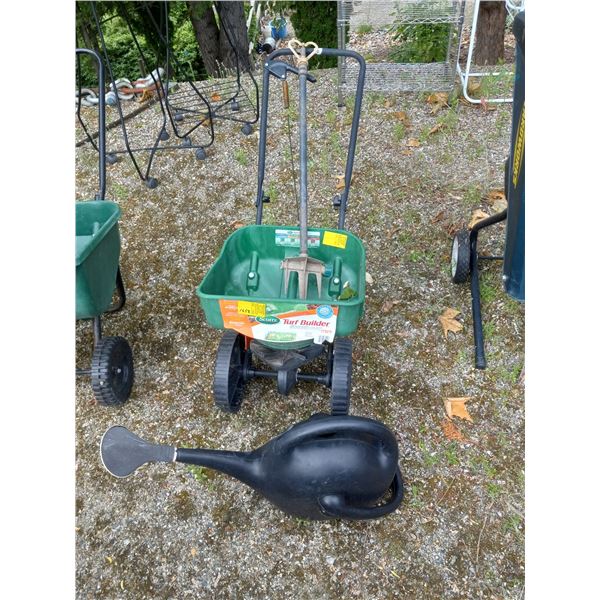 SCOTTS TURFBUILDER SEEDER, WATER CAN & STAKE SPRINKLER