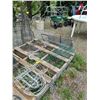 Image 1 : LOT OF TOMATOE CAGES, METAL DECORATIVE GARDEN FENCING, DRYING RACK, ETC.