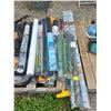 Image 1 : LOT OF LANDSCAPE FABRIC ROLLS, BAMBOO STAKES, SPRINKLER HOSE, ETC.