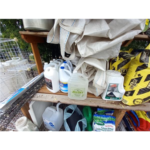 BOTTOM SHELF CONTENTS, SAFETY SALT, DE-ICER, TARP, SHADE CLOTH, ETC.