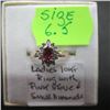 Image 2 : LADIES 10KT RING W/PINK STONE & SMALL DIAMONDS - SZ 6.5