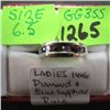 Image 2 : LADIES 14KT DIAMOND & BLUE SAPPHIRE RING  - SZ 6.5
