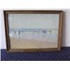 Image 2 : Oil Painting on Canvas Board “Bathing Beach” Signed by American Artist Louise Upton Brumback in Wood