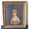 Image 1 : Oil Painting on Canvas, Portrait of a Girl in Pink Sash, 18th/19th Century, Gilded Frame 14"x11"