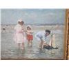 Image 2 : Oil Painting on Canvas, Beach Scene, Signed by Belgian Artist Frantz Charlet (1862-1928) 33"x29"