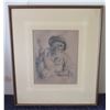 Image 1 : Man w/ Fiddle Engraving Signed by Artist Arthur William Heintzelman (1891-1965), Framed & Matted 17"