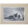Image 2 : Antique Engraving of Farm Scene with Fieldworkers, Oxen, Sheep, and Horsedrawn Cart,  Framed & Matte