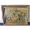 Image 1 : Oil Painting on Canvas “Jeu De Boules en Bretagne” in Gilded Frame 19"x15"