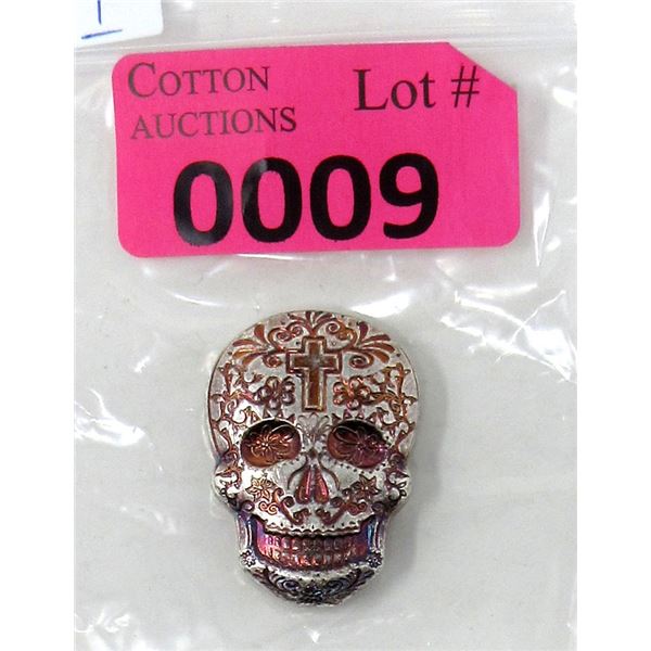 2 Oz. .999 Silver 3D Colourized Sugar Skull Bar