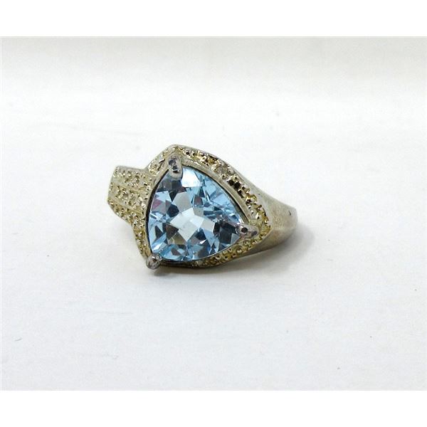 2.85 CT Blue Topaz & Diamond Dinner Ring