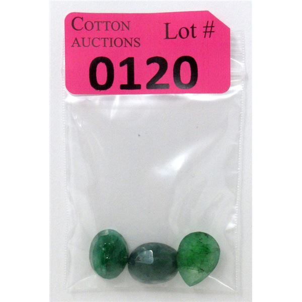 1 Oval & 2 Pear Emerald Gemstones - 35 CTW