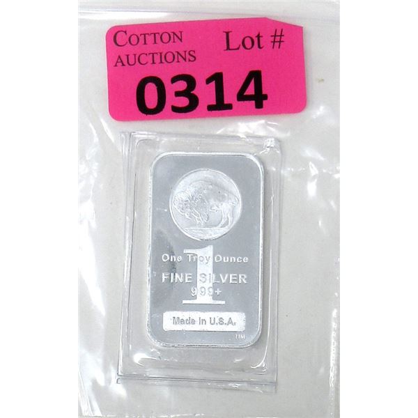 1 Oz. .999+ Silver USA Buffalo Bar