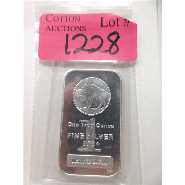 1 Oz. Fine Silver USA Buffalo Bar