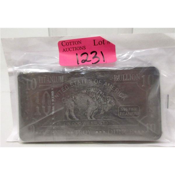 10 Oz. .999 Fine Titanium Buffalo Bar