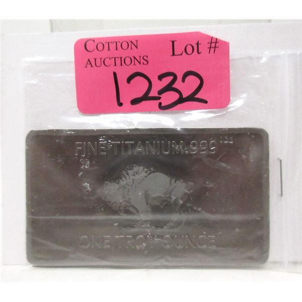 1 Oz. .999 Fine Titanium Buffalo Bar