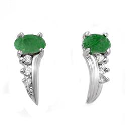 .60 ctw Emerald Diamond Ladies Earrings Gold Jewelry