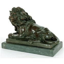 Bronze Barye Style Lion on Marble
