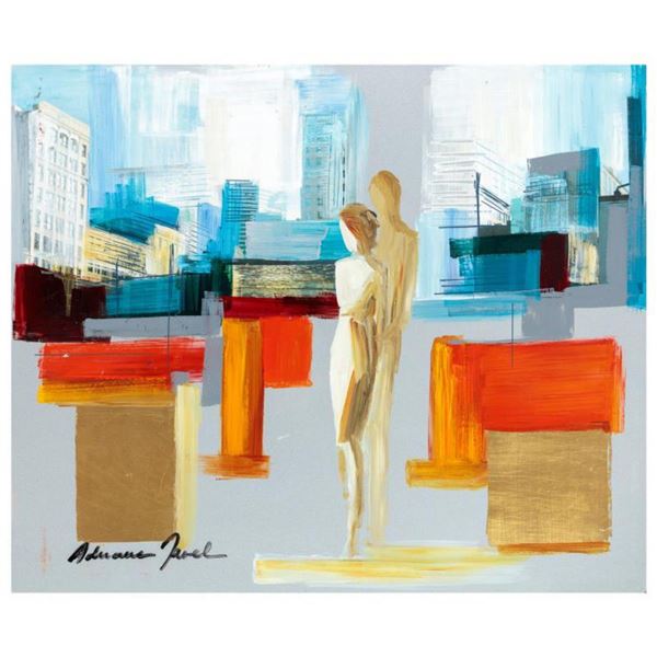 Adriana Naveh, "Romantic" Original Painting on Acrylic Panel, Hand Signed with Letter of Authenticit