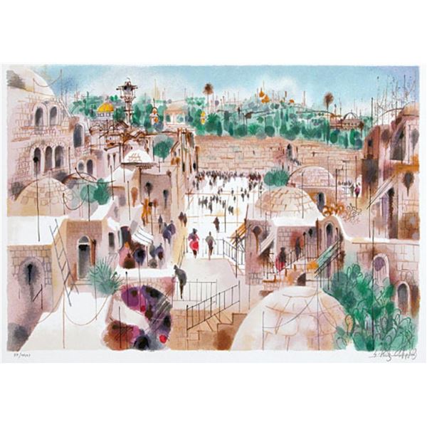 Shmuel Katz- Original Serigraph "The Jewish Quarter"