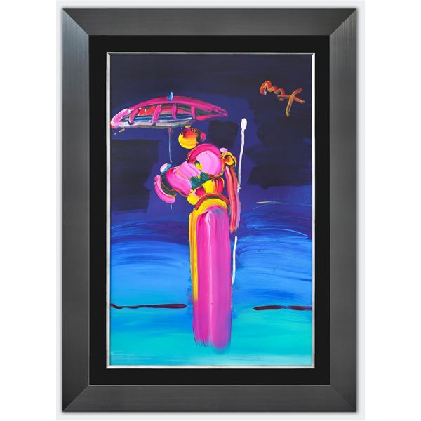 Peter Max- Original Mixed Media "Umbrella Man with Cane"