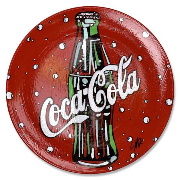 Steve Kaufman (1960-2010) "Coca-Cola" Hand Painted Plate, Hand Signed with Letter of Authenticity.