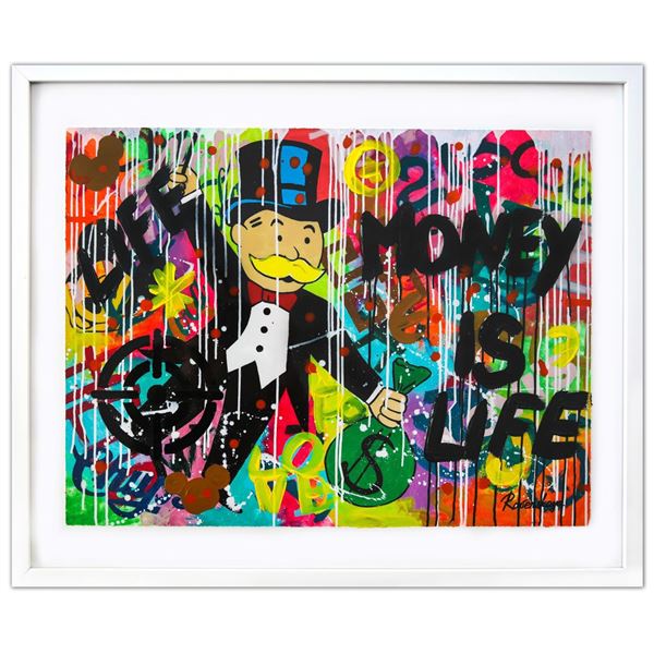 Nastya Rovenskaya- Original Mixed Media on Paper "Monopoly Money"